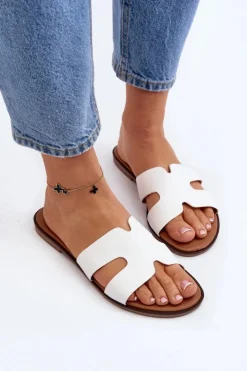 Damskie Boto Damskie Klapki Z Wycięciem Białe Lumossa