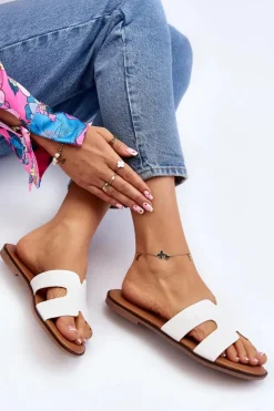 Damskie Boto Damskie Klapki Z Wycięciem Białe Lumossa