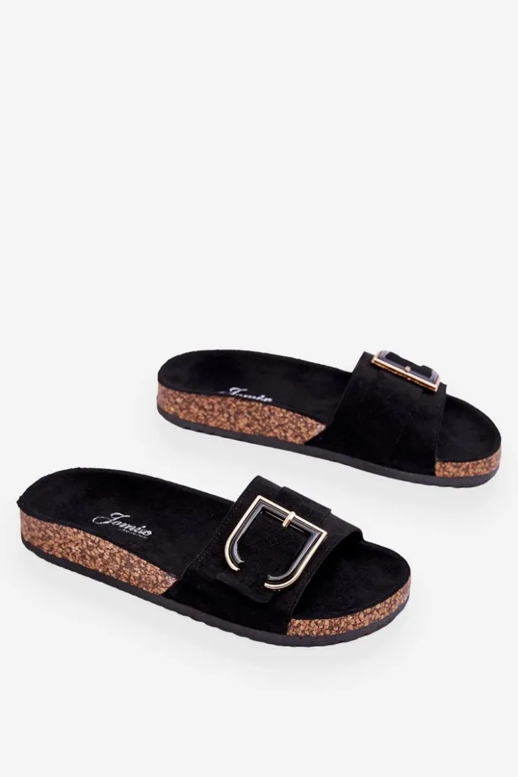 Boto Damskie Klapki Zamszowe Na Platformie Czarne Festil