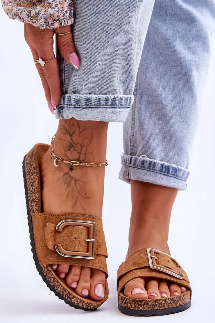 Boto Klapki Korkowe|Klapki Na Platformie*Damskie Klapki Zamszowe Na Platformie Camel Festil