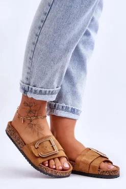 Boto Klapki Korkowe|Klapki Na Platformie*Damskie Klapki Zamszowe Na Platformie Camel Festil