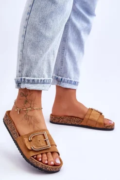 Boto Klapki Korkowe|Klapki Na Platformie*Damskie Klapki Zamszowe Na Platformie Camel Festil