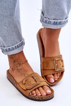 Boto Klapki Korkowe|Klapki Na Platformie*Damskie Klapki Zamszowe Na Platformie Camel Festil