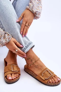 Boto Klapki Korkowe|Klapki Na Platformie*Damskie Klapki Zamszowe Na Platformie Camel Festil