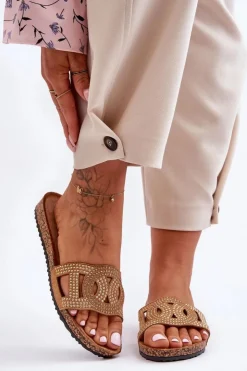 Damskie Boto Damskie Klapki Zdobione Ćwiekami Brązowe Evelins