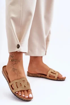 Damskie Boto Damskie Klapki Zdobione Ćwiekami Brązowe Evelins