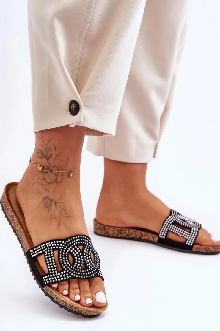 Damskie Boto Damskie Klapki Zdobione Ćwiekami Czarne Evelins