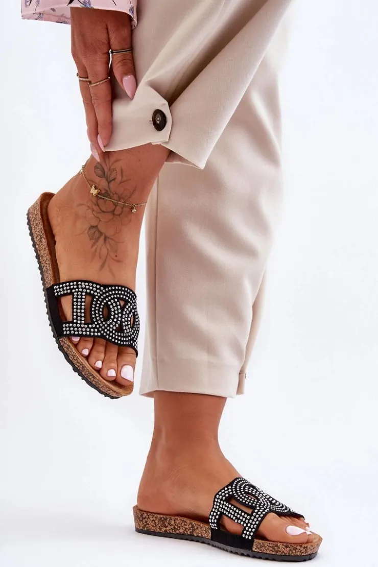 Damskie Boto Damskie Klapki Zdobione Ćwiekami Czarne Evelins