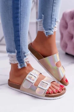 Big Star Shoes Klapki Damskie Big Star|Klapki Damskie Klasyczne*Damskie Klapki Złote Big Star DD274135