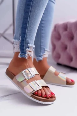 Big Star Shoes Klapki Damskie Big Star|Klapki Damskie Klasyczne*Damskie Klapki Złote Big Star DD274135