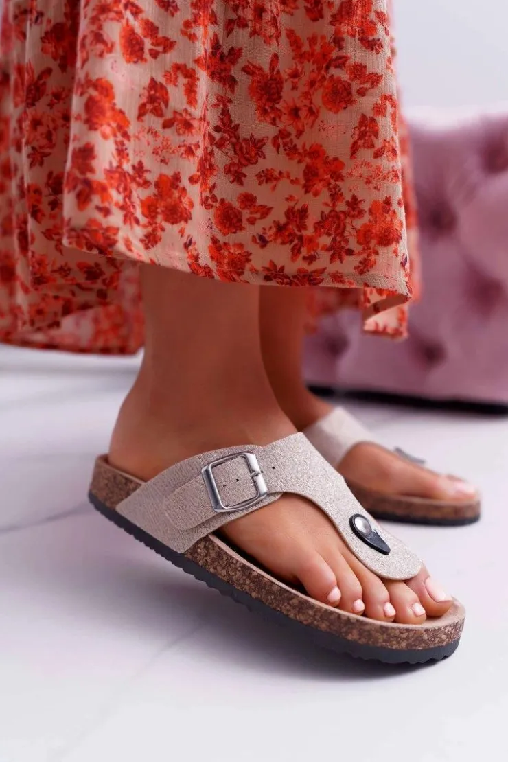 Boto Klapki Damskie Japonki*Damskie Klapki Złote Japonki Baisan