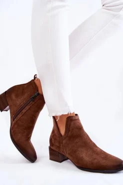 Damskie Buty damskie Vinceza Damskie Klasyczne Botki Na Suwak Brązowe Ellene