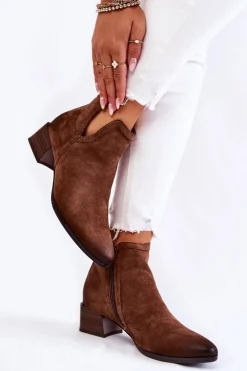 Damskie Buty damskie Vinceza Damskie Klasyczne Botki Na Suwak Brązowe Ellene