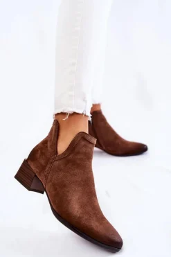 Damskie Buty damskie Vinceza Damskie Klasyczne Botki Na Suwak Brązowe Ellene