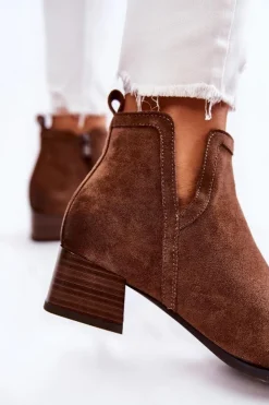 Damskie Buty damskie Vinceza Damskie Klasyczne Botki Na Suwak Brązowe Ellene