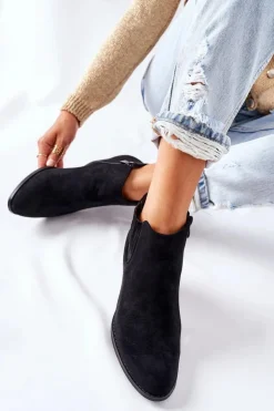 Damskie Boto Damskie Klasyczne Botki Zamszowe Czarne Flashbrook