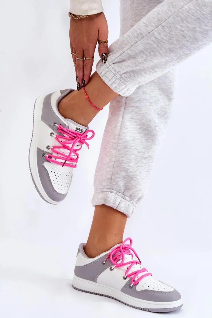 Boto Buty Sportowe Na Platformie|Sneakersy Damskie*Damskie Klasyczne Buty Sportowe Podwójnie Sznurowane Biało-Szare Jella