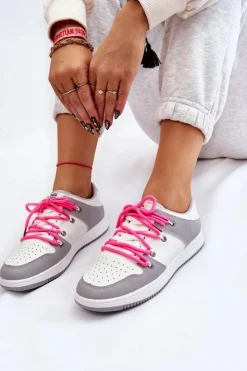 Boto Buty Sportowe Na Platformie|Sneakersy Damskie*Damskie Klasyczne Buty Sportowe Podwójnie Sznurowane Biało-Szare Jella