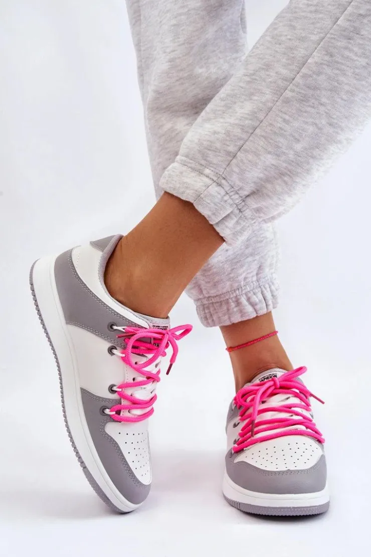 Boto Buty Sportowe Na Platformie|Sneakersy Damskie*Damskie Klasyczne Buty Sportowe Podwójnie Sznurowane Biało-Szare Jella
