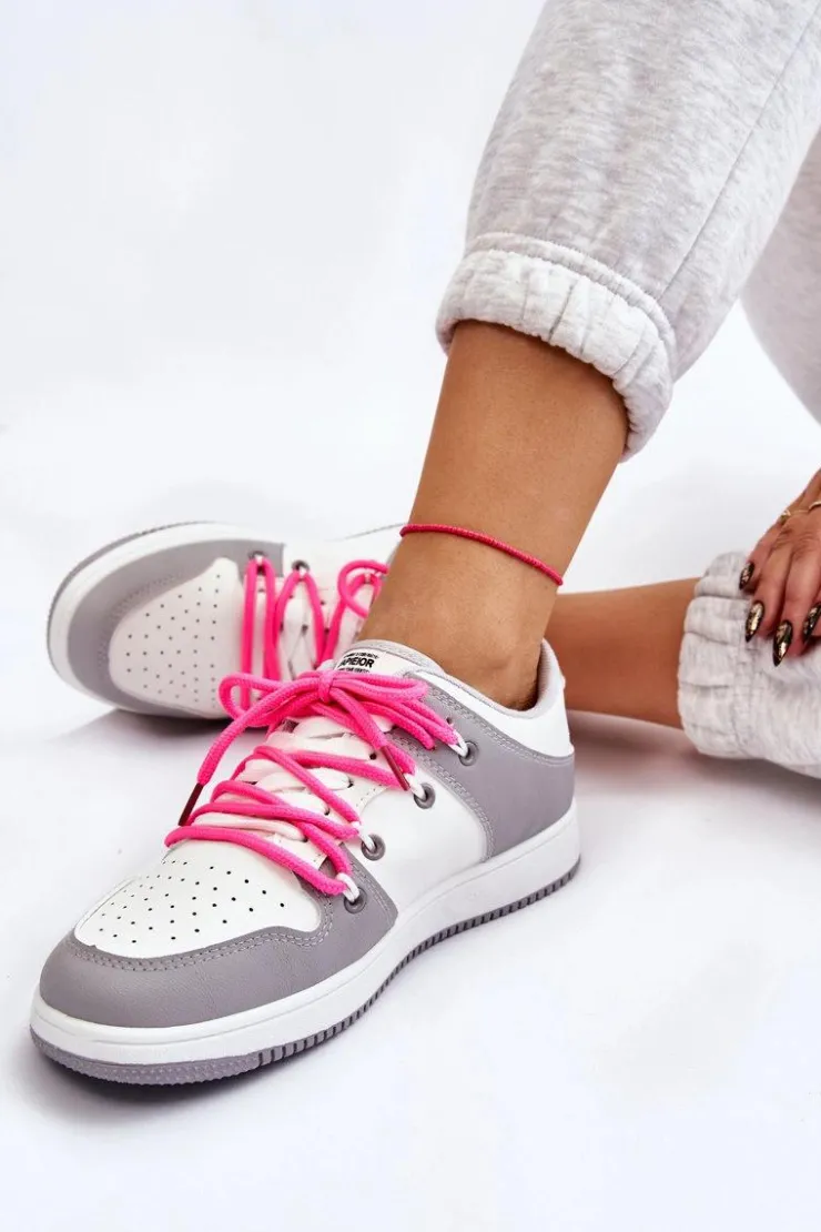 Boto Buty Sportowe Na Platformie|Sneakersy Damskie*Damskie Klasyczne Buty Sportowe Podwójnie Sznurowane Biało-Szare Jella