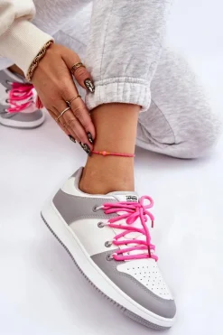 Boto Buty Sportowe Na Platformie|Sneakersy Damskie*Damskie Klasyczne Buty Sportowe Podwójnie Sznurowane Biało-Szare Jella