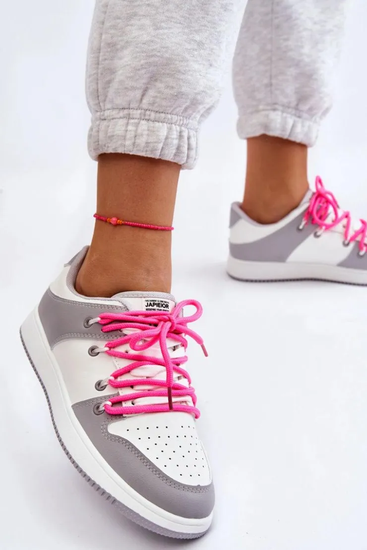 Boto Buty Sportowe Na Platformie|Sneakersy Damskie*Damskie Klasyczne Buty Sportowe Podwójnie Sznurowane Biało-Szare Jella