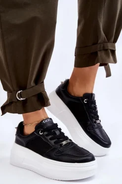 GOE Sneakersy Damskie*Damskie Klasyczne Buty Sportowe LL2N4061 Czarne Czarny