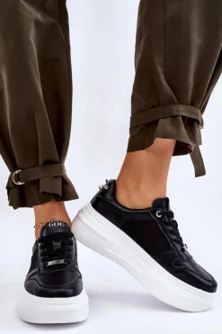 GOE Sneakersy Damskie*Damskie Klasyczne Buty Sportowe LL2N4061 Czarne Czarny