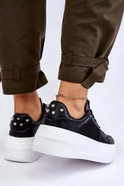 GOE Sneakersy Damskie*Damskie Klasyczne Buty Sportowe LL2N4061 Czarne Czarny