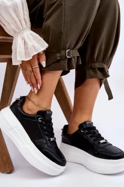 GOE Sneakersy Damskie*Damskie Klasyczne Buty Sportowe LL2N4061 Czarne Czarny