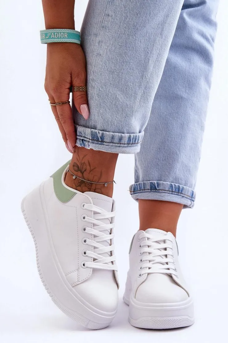 Clearance Boto Damskie Klasyczne Buty Sportowe Biało-Zielone Night Trip