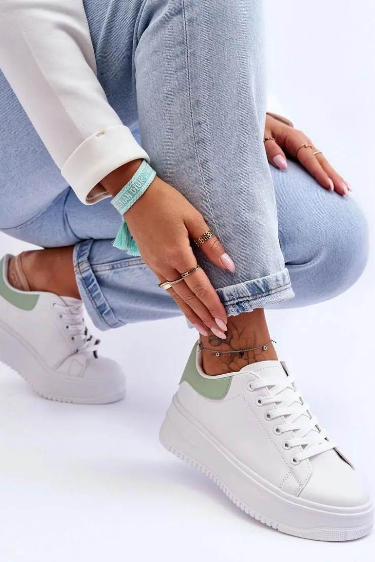 Clearance Boto Damskie Klasyczne Buty Sportowe Biało-Zielone Night Trip