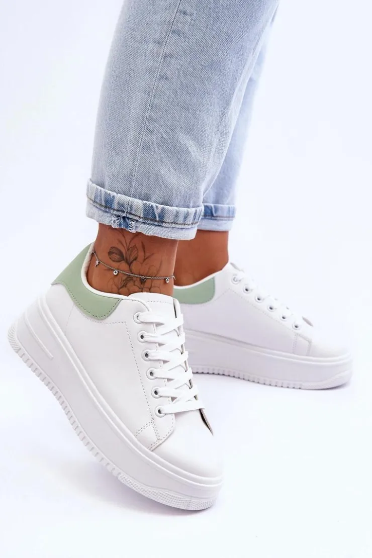 Clearance Boto Damskie Klasyczne Buty Sportowe Biało-Zielone Night Trip