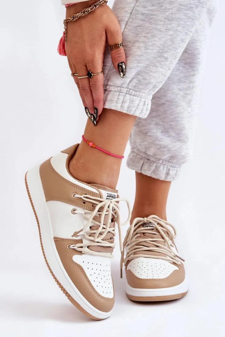 Damskie Boto Damskie Klasyczne Buty Sportowe Podwójnie Sznurowane Biało-Beżowe Jella