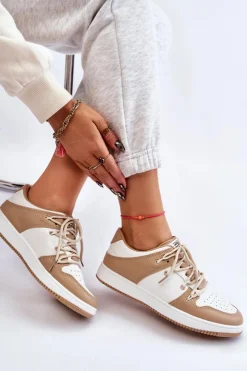 Damskie Boto Damskie Klasyczne Buty Sportowe Podwójnie Sznurowane Biało-Beżowe Jella