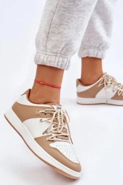 Damskie Boto Damskie Klasyczne Buty Sportowe Podwójnie Sznurowane Biało-Beżowe Jella