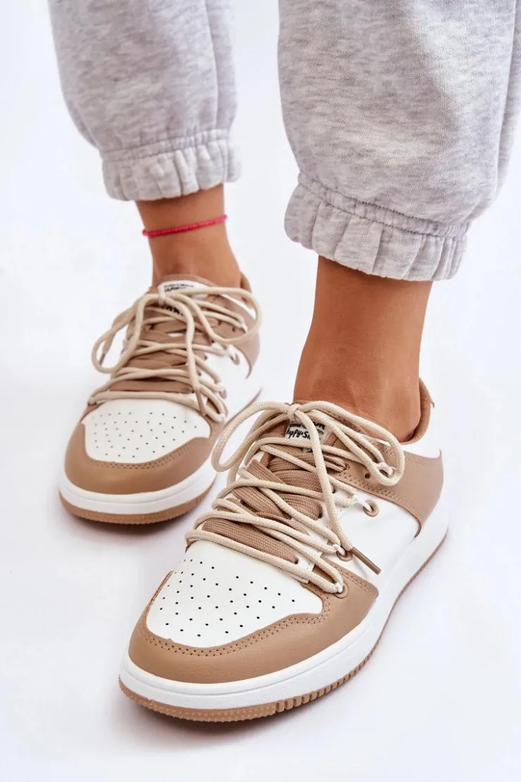 Damskie Boto Damskie Klasyczne Buty Sportowe Podwójnie Sznurowane Biało-Beżowe Jella