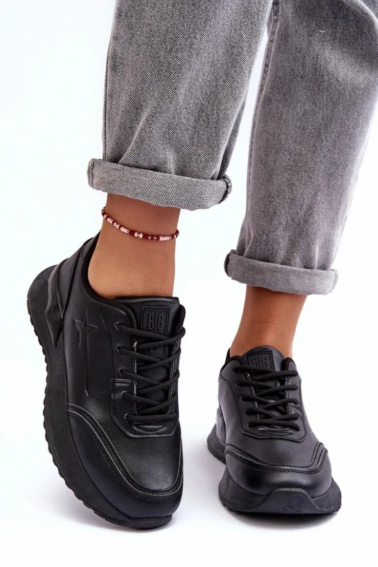 Outlet Big Star Shoes Damskie Klasyczne Buty Sportowe Big Star MM274223 Czarne