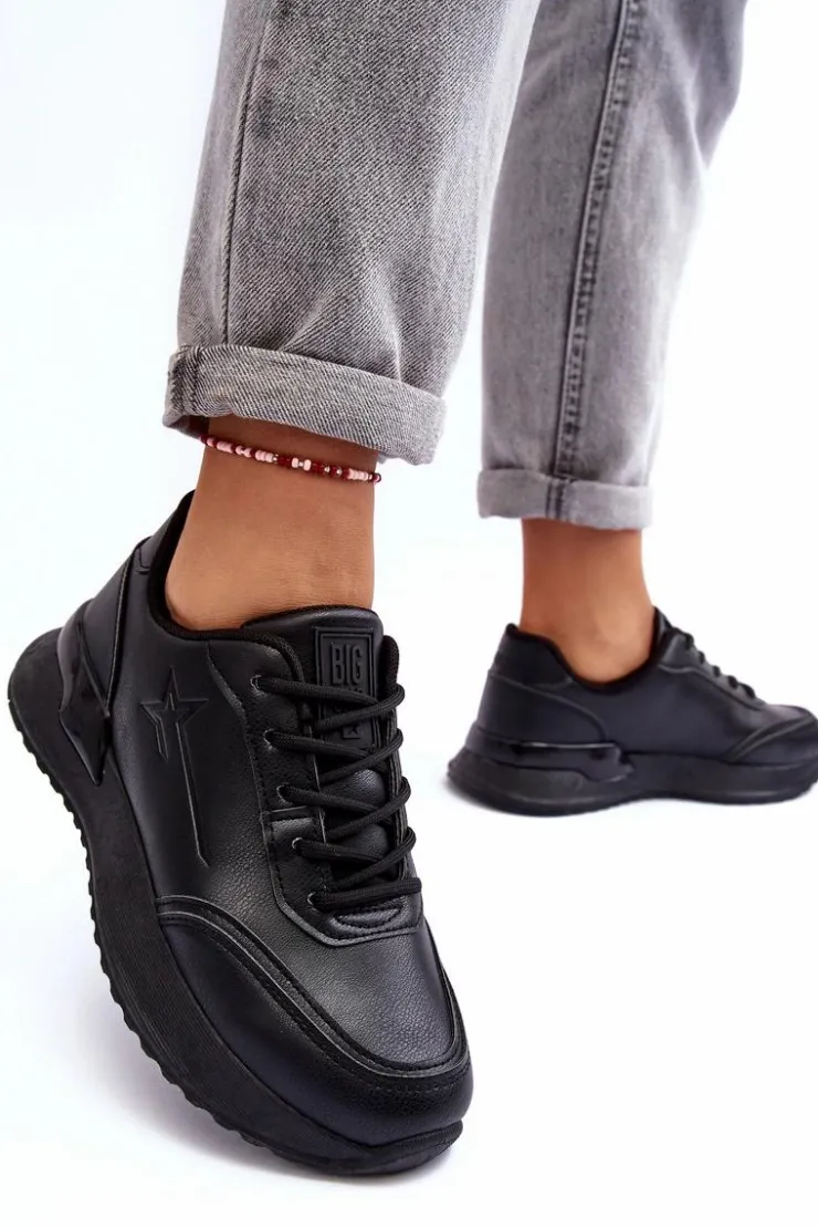 Outlet Big Star Shoes Damskie Klasyczne Buty Sportowe Big Star MM274223 Czarne