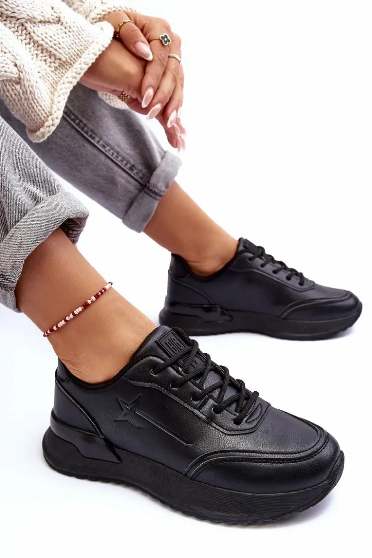 Outlet Big Star Shoes Damskie Klasyczne Buty Sportowe Big Star MM274223 Czarne