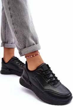 Outlet Big Star Shoes Damskie Klasyczne Buty Sportowe Big Star MM274223 Czarne