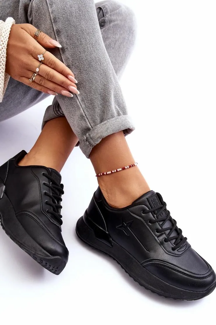 Outlet Big Star Shoes Damskie Klasyczne Buty Sportowe Big Star MM274223 Czarne