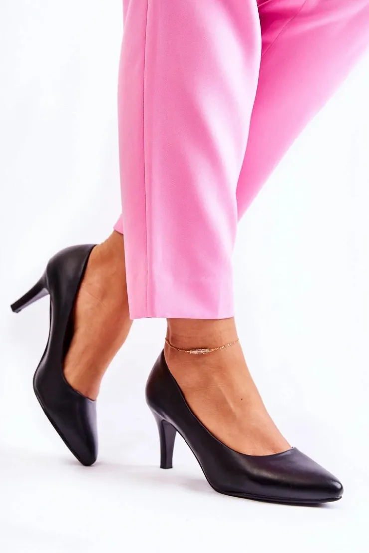 Damskie Buty Sergio Leone Damskie Klasyczne Czółenka Czarne Semprella