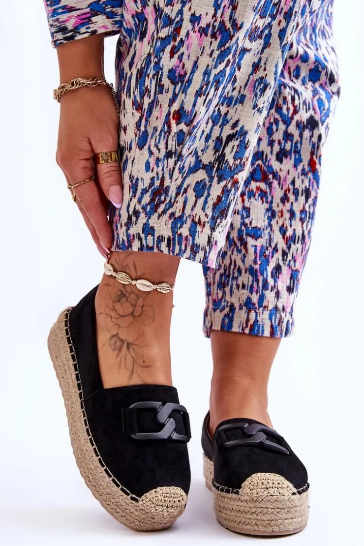 Damskie Boto Damskie Klasyczne Espadryle Na Platformie Czarne Maurine