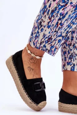 Damskie Boto Damskie Klasyczne Espadryle Na Platformie Czarne Maurine