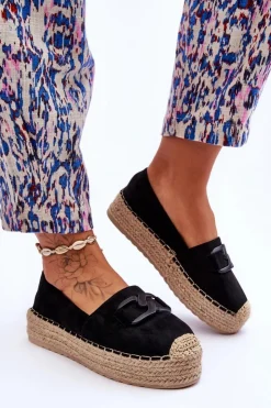 Damskie Boto Damskie Klasyczne Espadryle Na Platformie Czarne Maurine