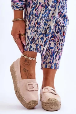 Online Boto Damskie Klasyczne Espadryle Na Platformie Beżowe Maurine