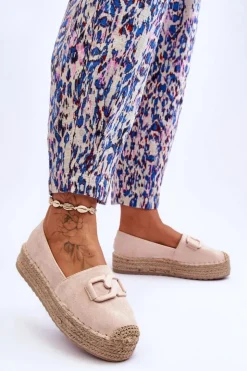 Online Boto Damskie Klasyczne Espadryle Na Platformie Beżowe Maurine