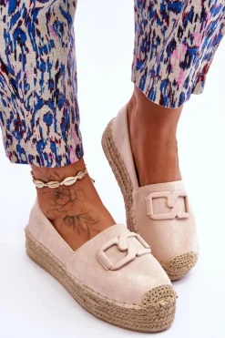 Online Boto Damskie Klasyczne Espadryle Na Platformie Beżowe Maurine