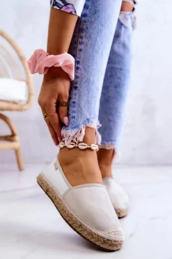 Damskie Big Star Shoes Damskie Klasyczne Espadryle Big Star JJ274951 Biało-Szare